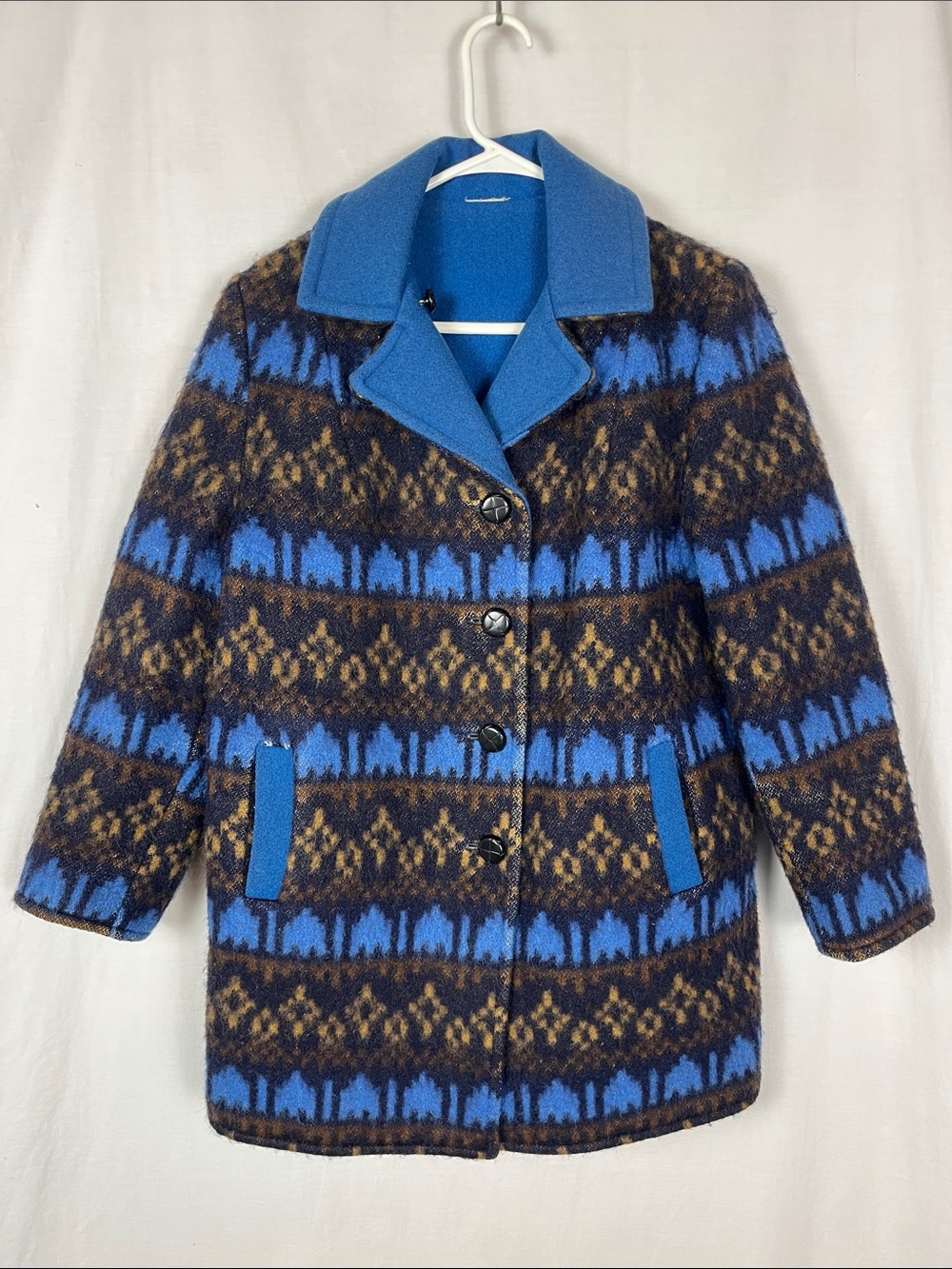 Vintage 1950s Canadian Sportswear Silpit Blue & Brown Reversible Wool Jacket